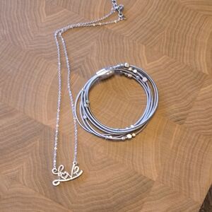 Silver Necklace and Bracelet Set
